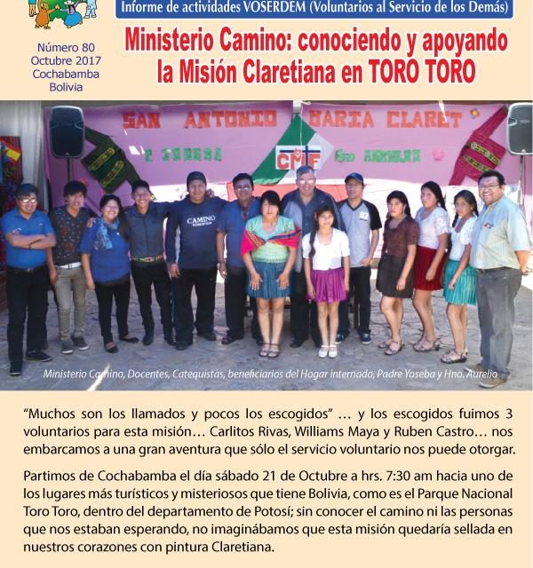 Ministerio Camino: conociendo y apoyando la Misión Claretiana en Toro Toro